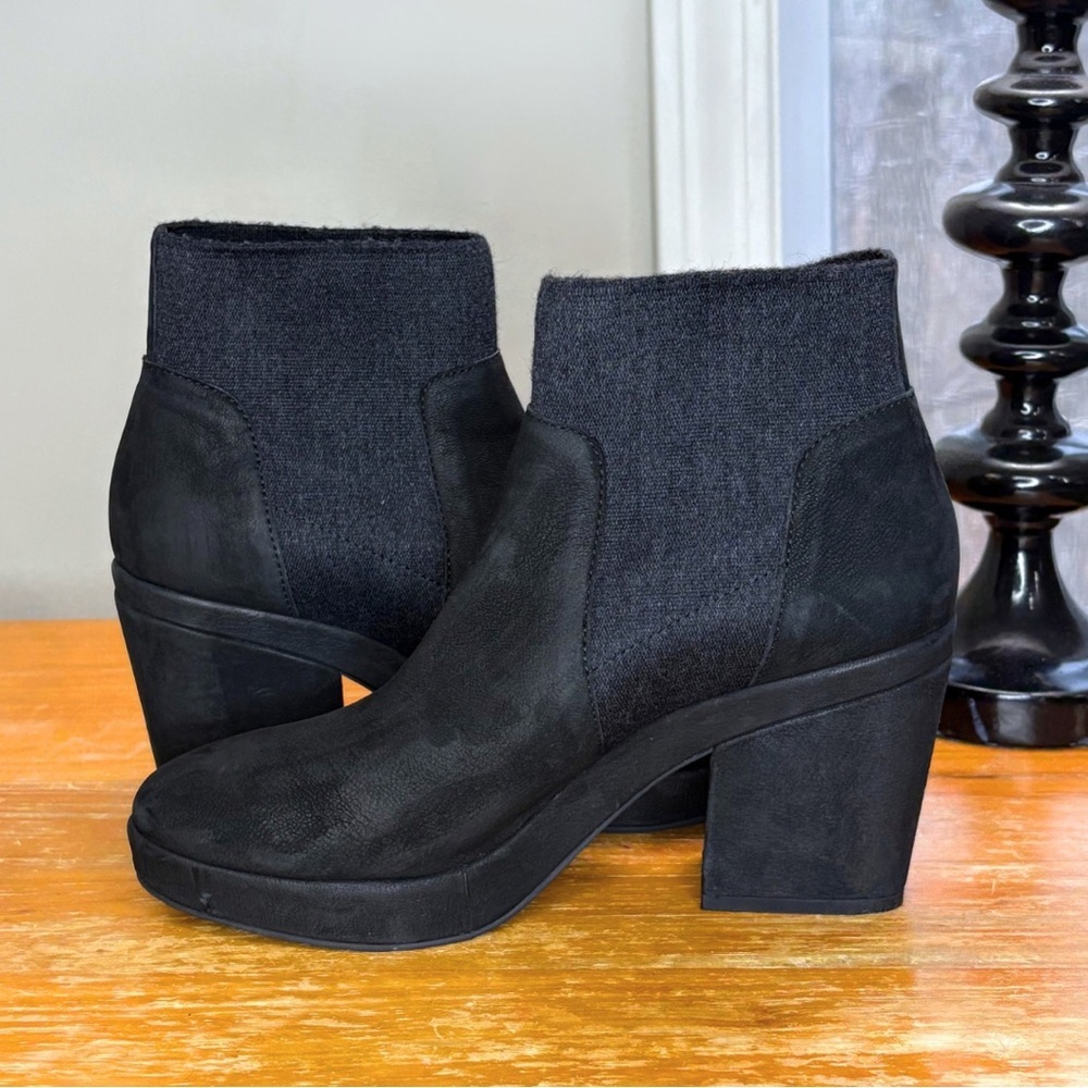 Eileen Fisher Nubuck Leather Block Heel Booties - Picture 7 of 12